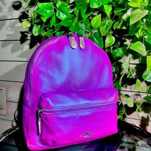 IRIDESCENT Fushia & MIRRORED Mauve Leather Medium Coach Backpack